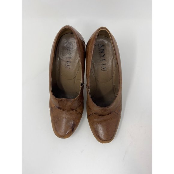 Anyi Lu Size 5.5 Euroupe 36‎ Chestnut Rustic Brown Soul Heel Leather Italy 2 1/2 - Picture 4 of 6